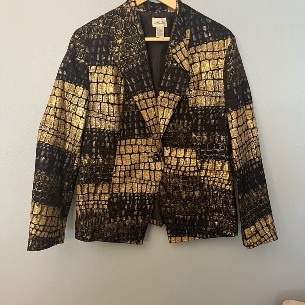 Chico's Elegant Black and Gold Blazer
